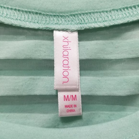 Xhilaration top Medium sheer striped floral graphic 100% polyester summer - Picture 8 of 9